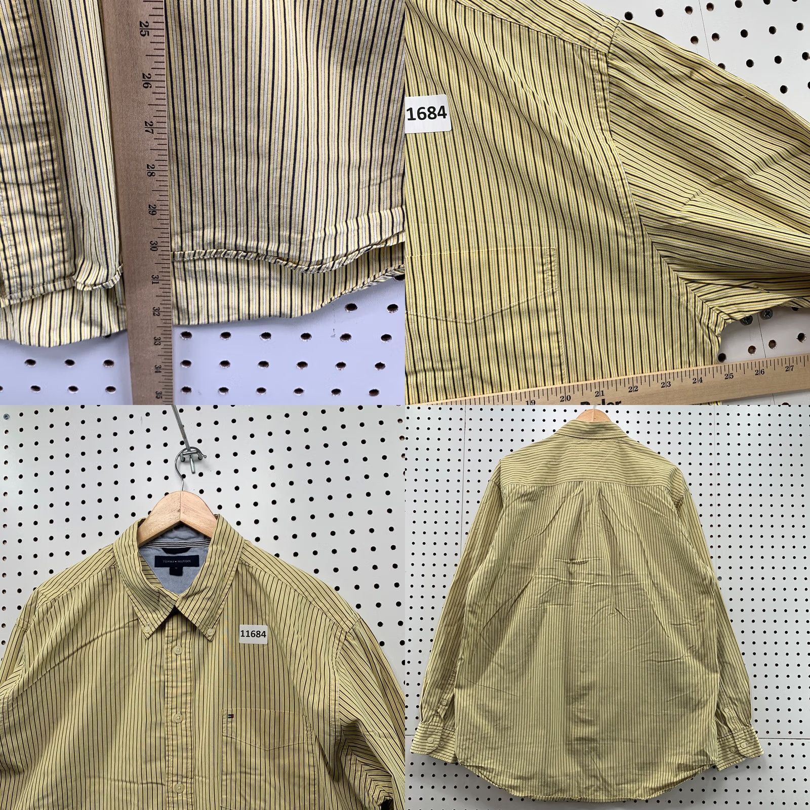Tommy Hilfiger VINTAGE Tommy Hilfiger Button-Down Shirt Mens XL Yellow Striped Casual Pocket LOGO Size US XL / EU 56 / 4 - 9 Thumbnail