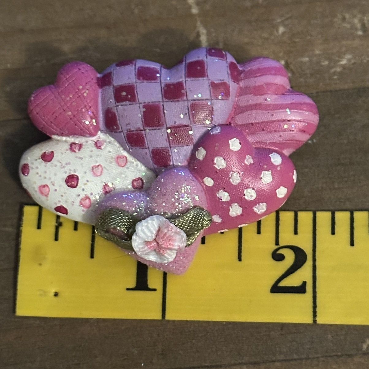 Vintage Vintage Valentines pink hearts brooch Size ONE SIZE - 4 Thumbnail