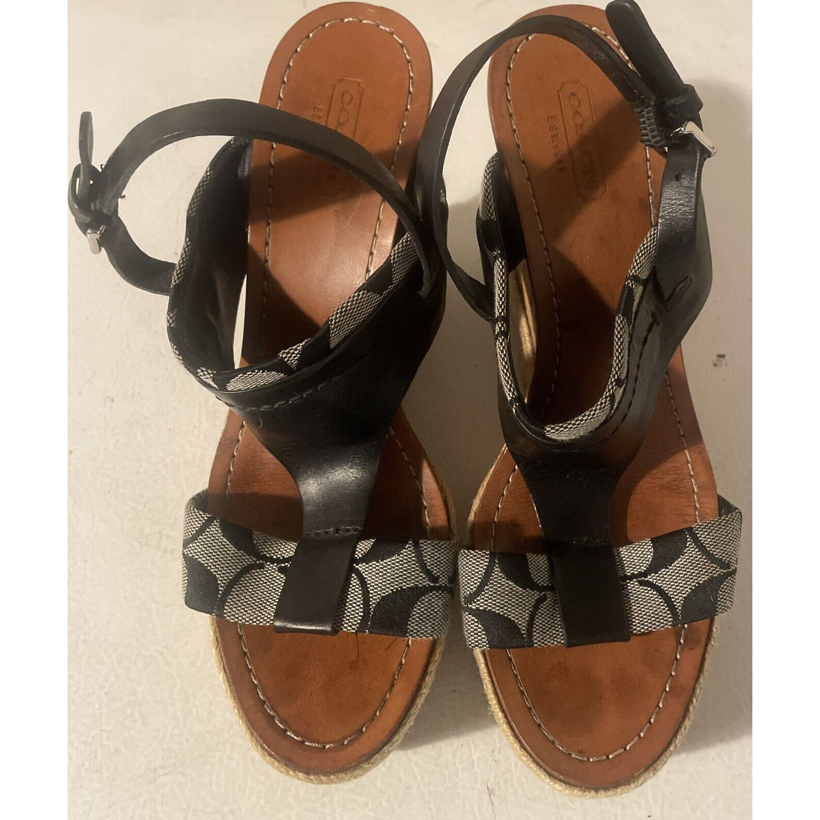 Coach Coach Black platform wedge sandals Shoes size 7.5 B Size US 7.5 / IT 37.5 - 1 Thumbnail