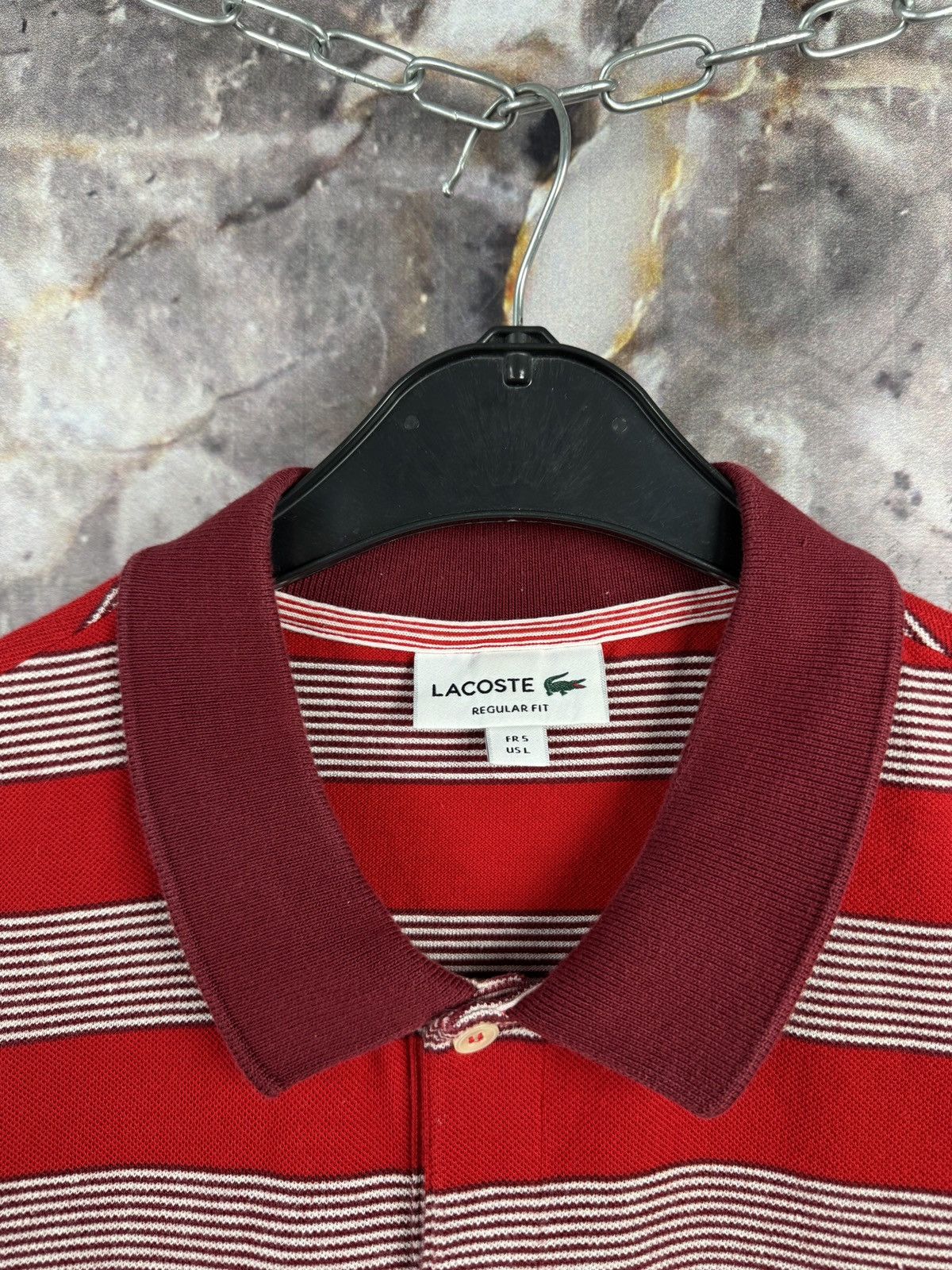 Lacoste Lacoste Red Striped Polo Shirt Crocodile Logo Short Sleeve Size US L / EU 52-54 / 3 - 6 Thumbnail