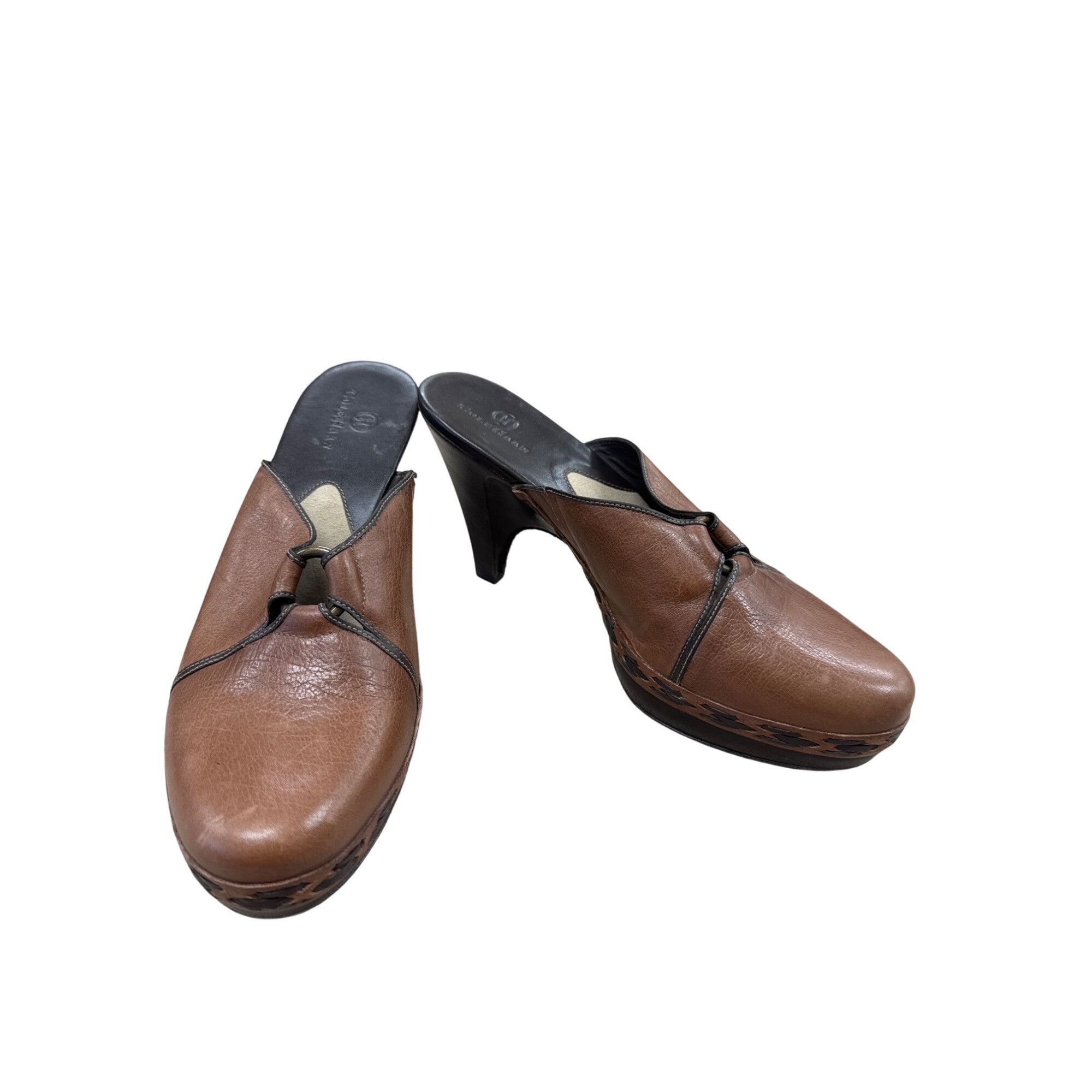 Cole Haan Cole Haan Womens Brown Leather Heel Clogs Size 10B SKU 7179 Size US 10 / IT 40 - 1 Thumbnail