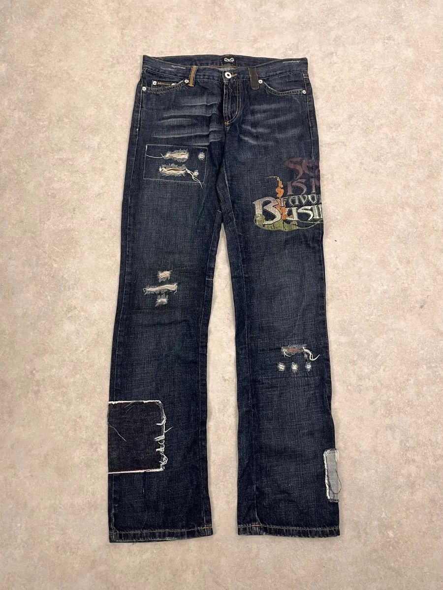 Dolce & Gabbana AW2006 Dolce & Gabbana Abstract Blue Rebel Denim Jeans Size US 31 - 4 Thumbnail