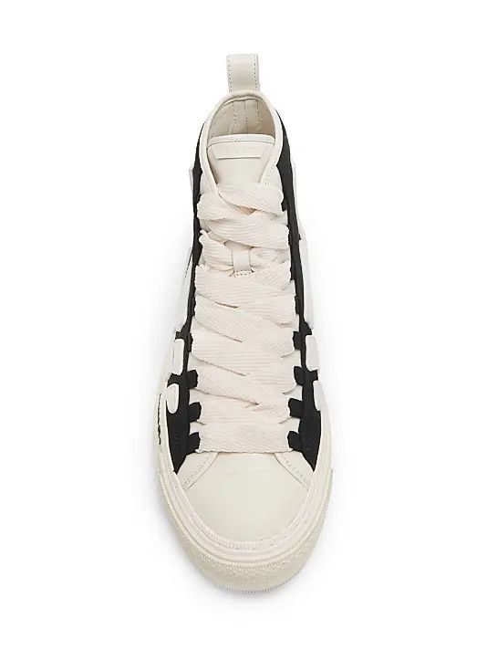 Amiri os11x0326 Skel Court High-Top Sneakers in Black/White Size US 12 / EU 45 - 3 Thumbnail