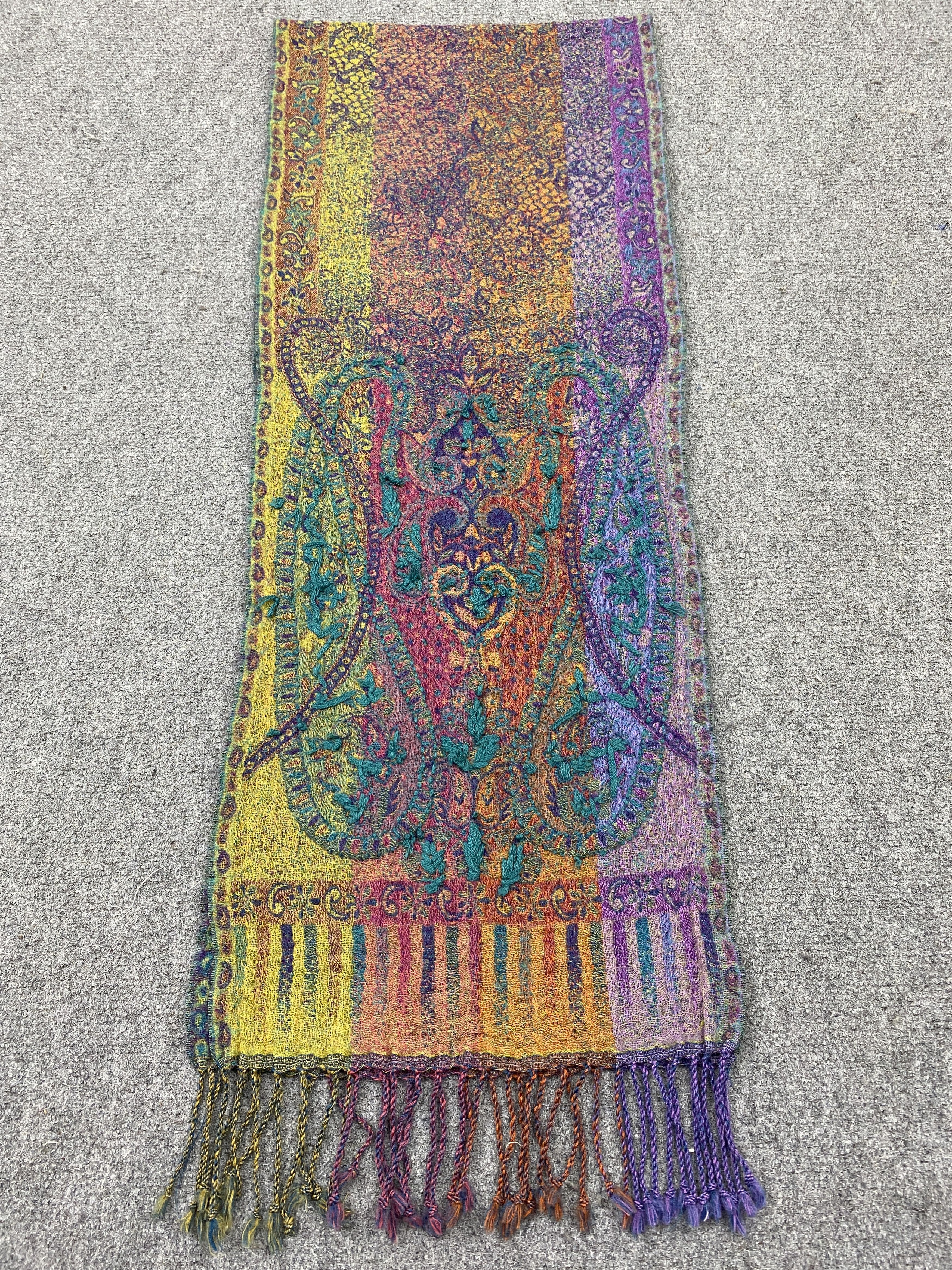 Japanese Brand Tulsi Japan Made Colourfull Paisley Scarf Neckwear SC0220 Size ONE SIZE - 4 Thumbnail