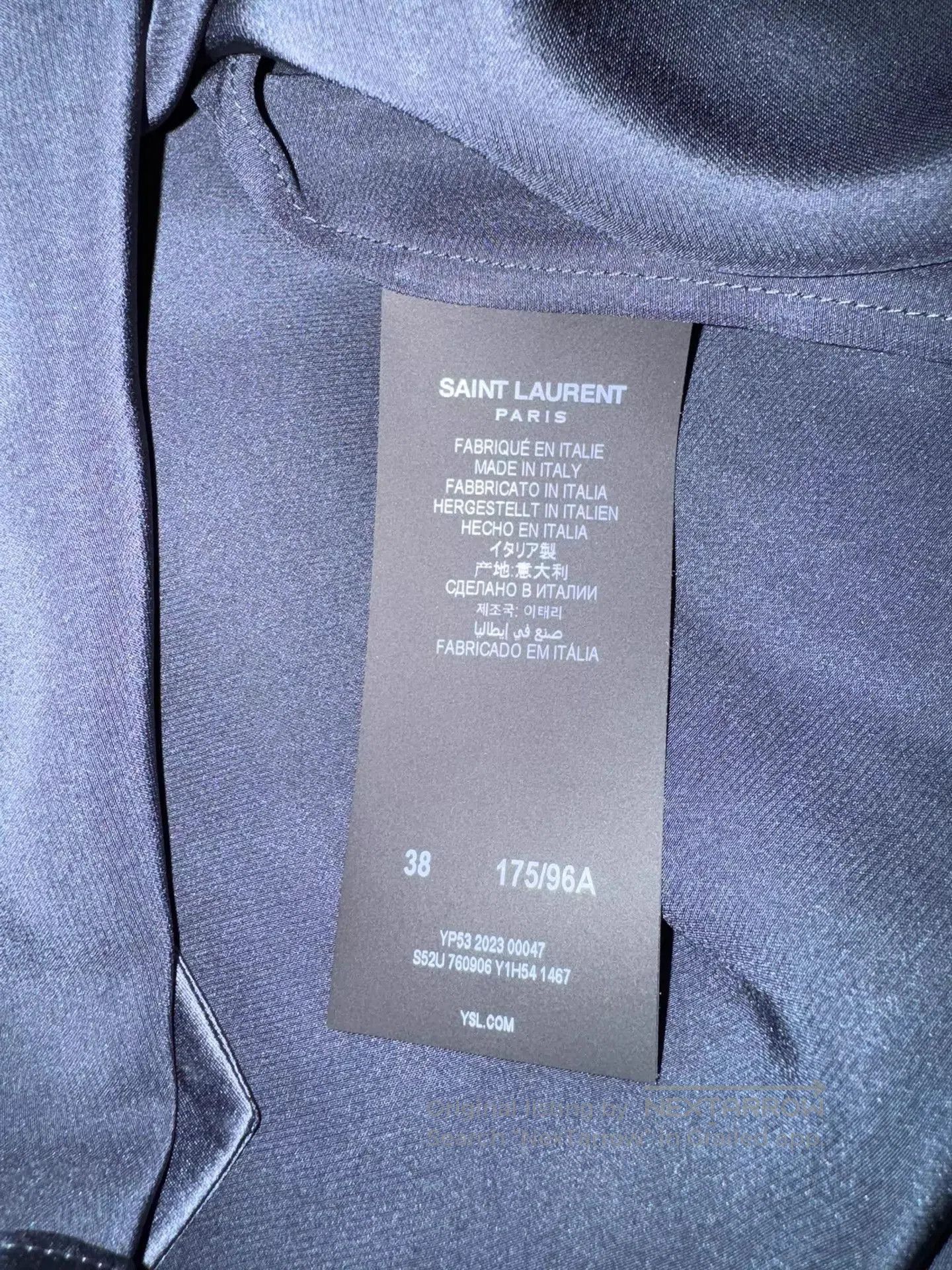 Saint Laurent Paris Blue Satin Bow-Front Long Sleeve Blouse. Size US S / EU 44-46 / 1 - 6 Thumbnail