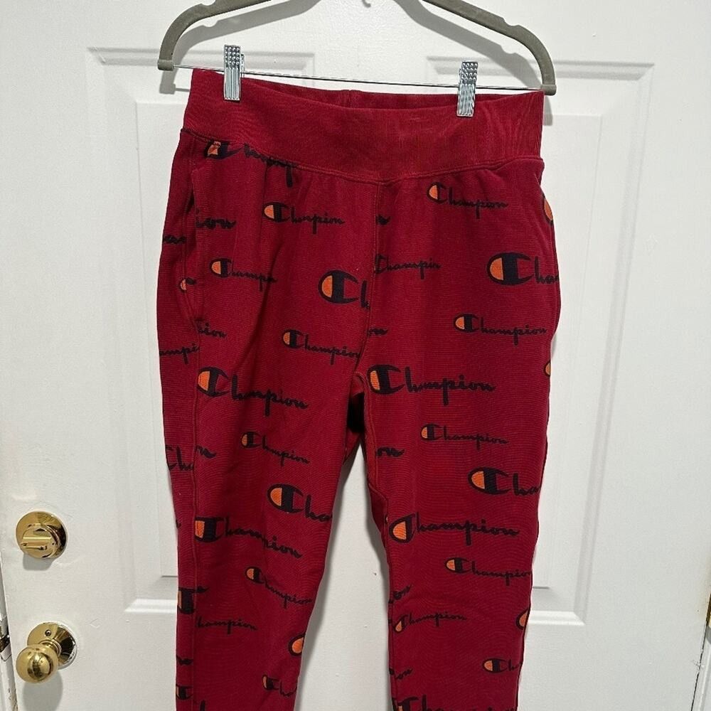 Champion Vintage Champion Reverse Weave Joggers - Red All-Over Logo Size US 34 / EU 50 - 1 Thumbnail