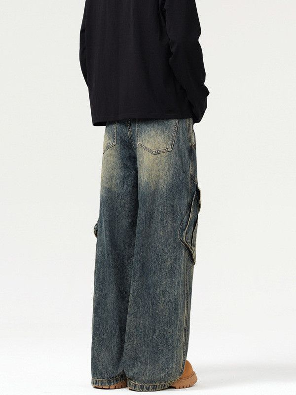 Japanese Brand Men's Japanese retro washed distressed workwear jeans Size US 32 / EU 48 - 4 Thumbnail