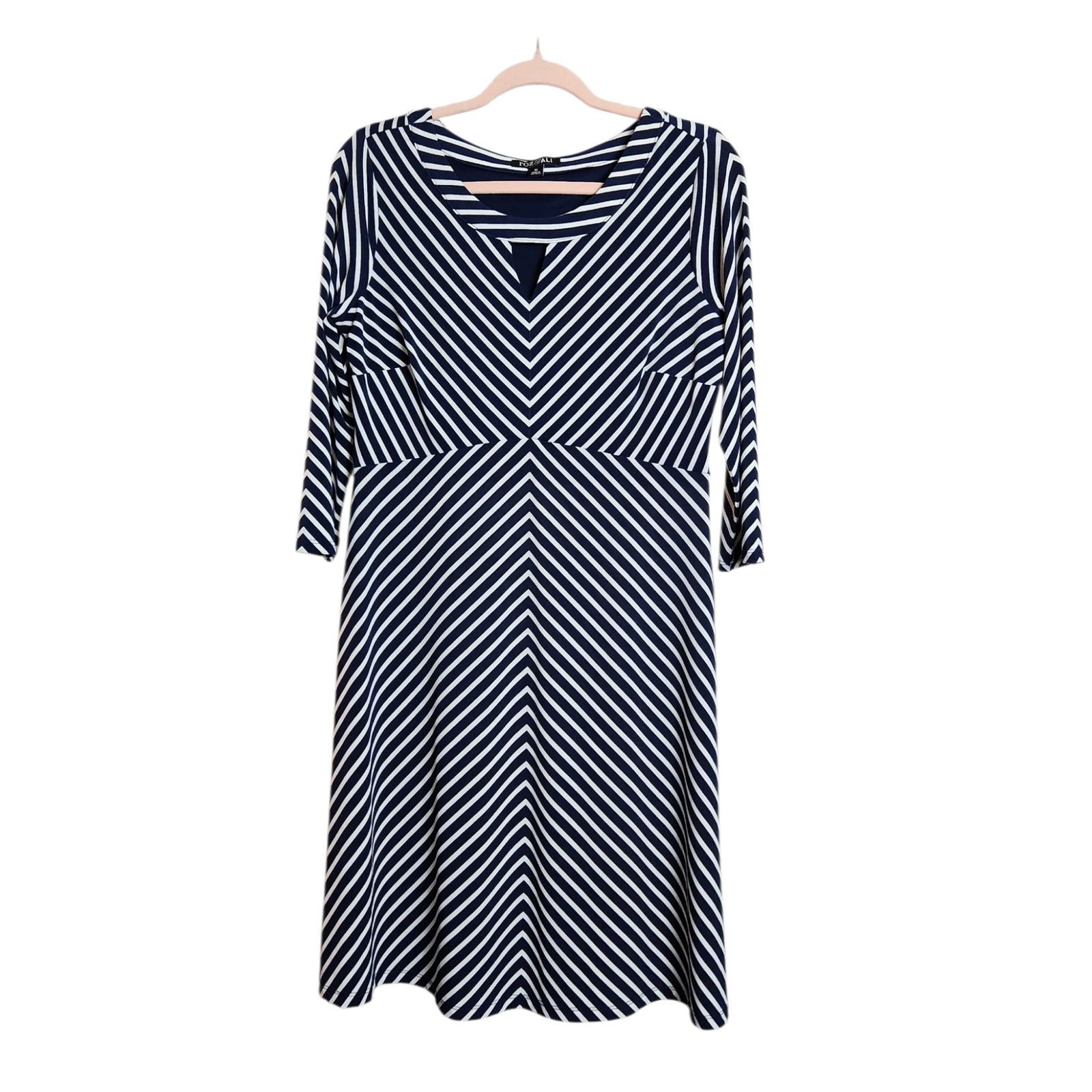 Other Roz & Ali Navy and White Midi Dress - Size M - 3/4 Sleeves Size M / US 6-8 / IT 42-44 - 1 Thumbnail