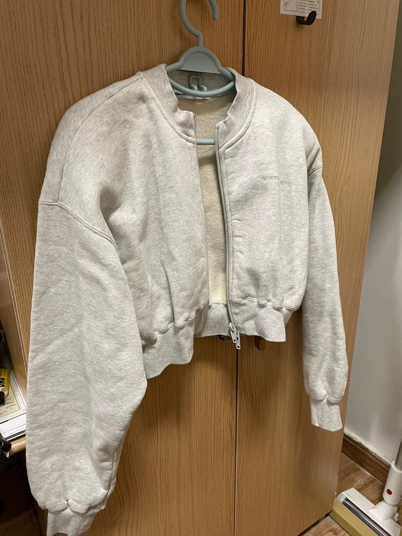 Alexander Wang Gray Cropped Bomber Jacket