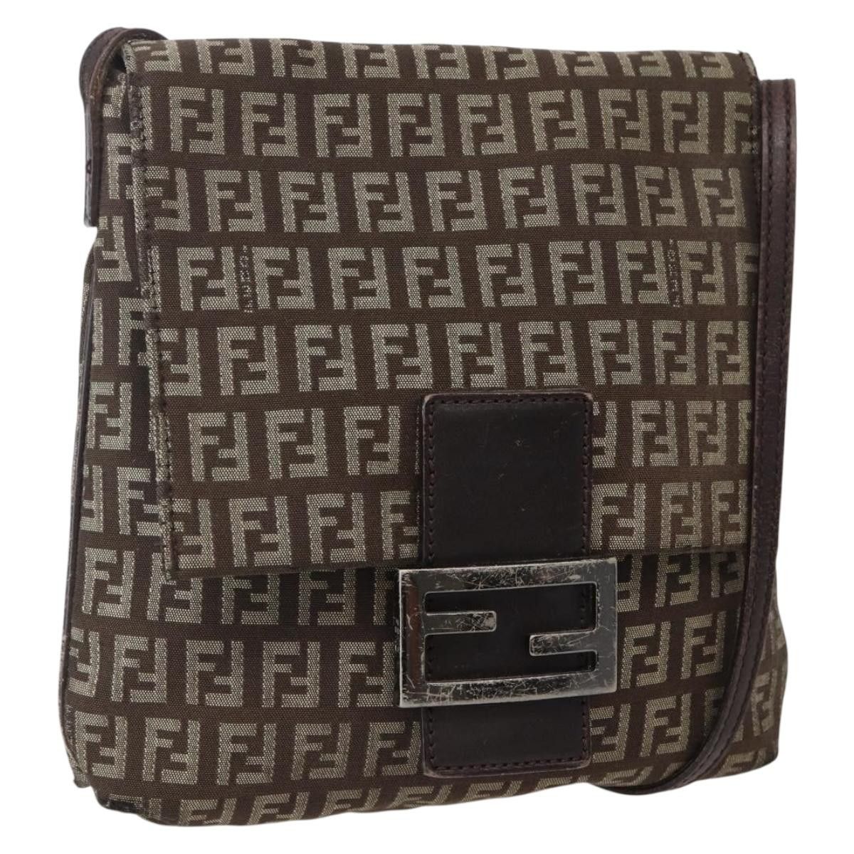 Fendi FENDI Zucchino Canvas Shoulder Bag Brown Size ONE SIZE - 1 Thumbnail