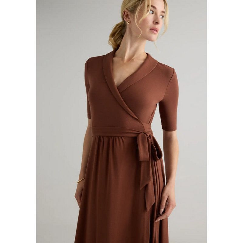 Quince Quince Tencel Jersey Midi Wrap Dress Brown Size S Size S / US 4 / IT 40 - 2 Thumbnail