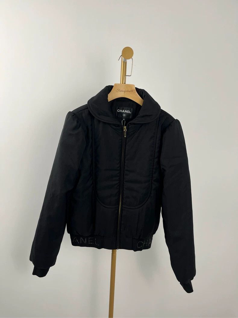 Chanel Black Crystal Logo Long Sleeve Jacket
