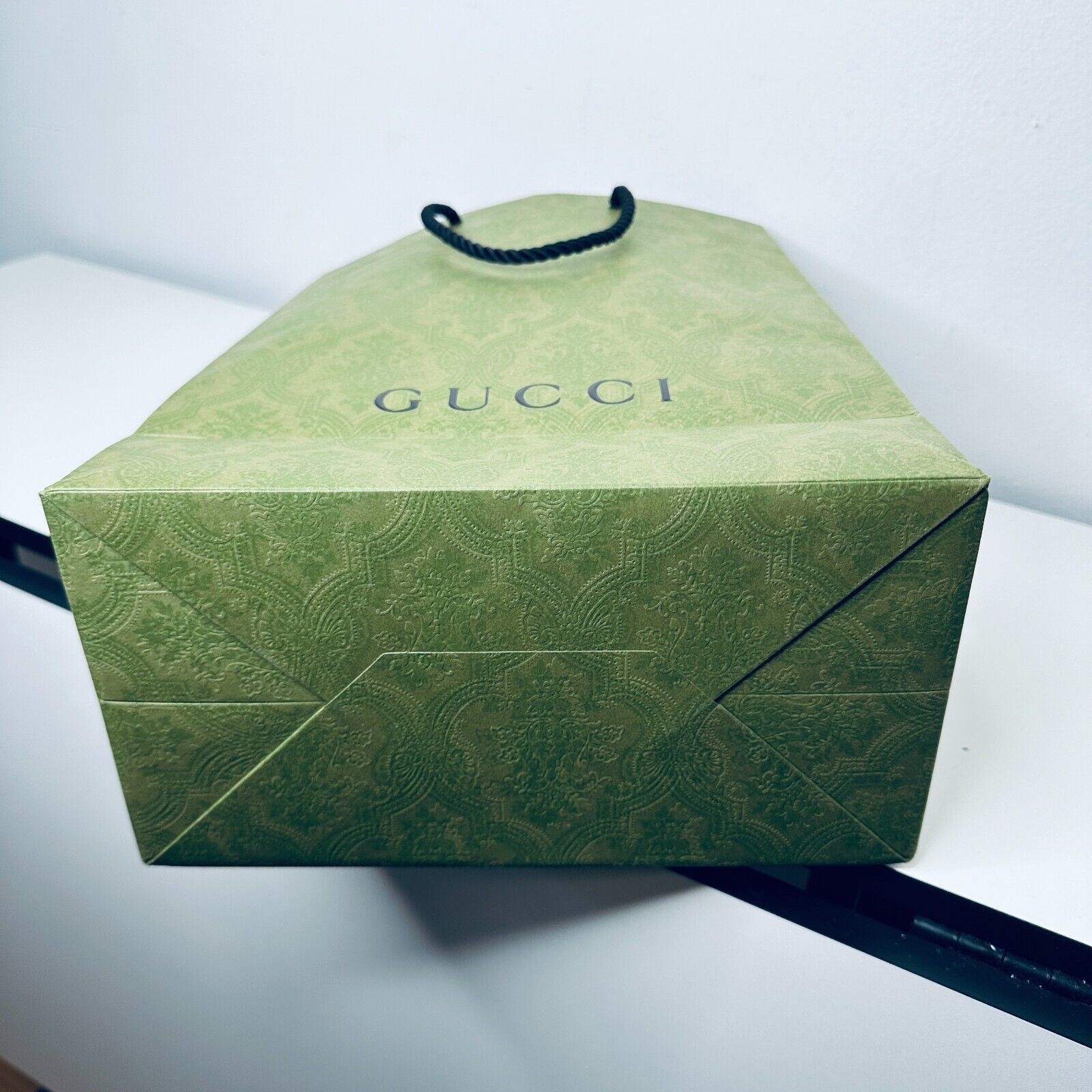 Gucci Gucci Embossed Green Black Gucci Logo Gift Bag Rope Handle Size ONE SIZE - 14 Thumbnail