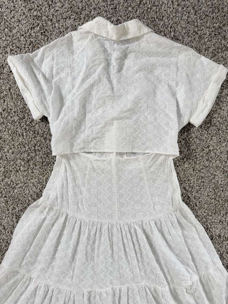 Zara ZARA Shirt Dress Cutwork Embroidery Midi White Tier size S Size S / US 4 / IT 40 - 4 Thumbnail