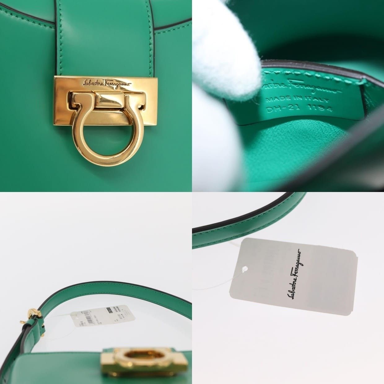 Salvatore Ferragamo Salvatore Ferragamo Leather Gancini Trifolio Handbag Green Size ONE SIZE - 13 Thumbnail