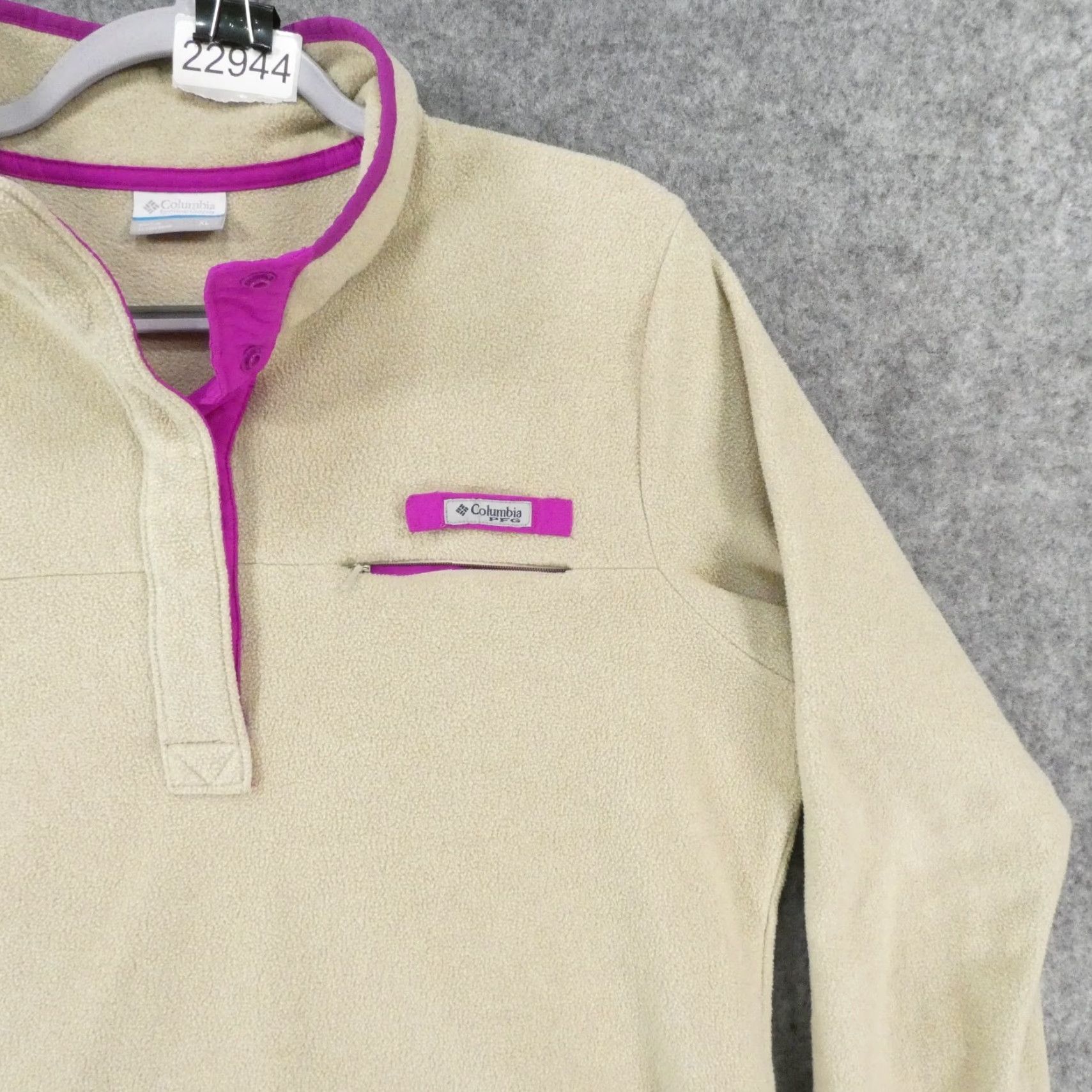 Vintage Columbia Women Extra Large Pullover Fleece Sweater 1/4 Zip Beige Size XL / US 12-14 / IT 48-50 - 6 Thumbnail
