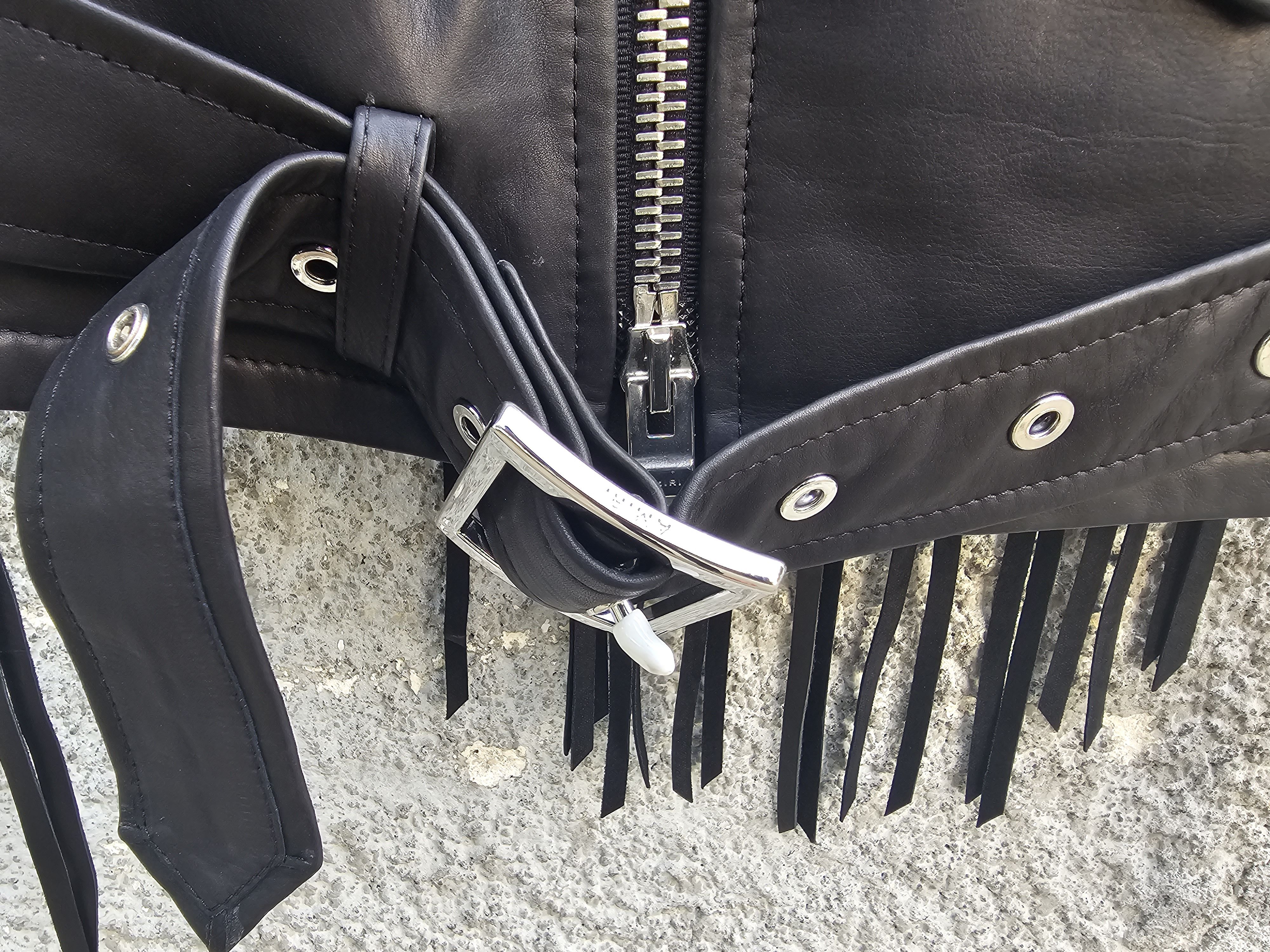 Amiri $3200 AMIRI Black Fringed Women's Biker Leather Vest Size M / US 6-8 / IT 42-44 - 15 Thumbnail