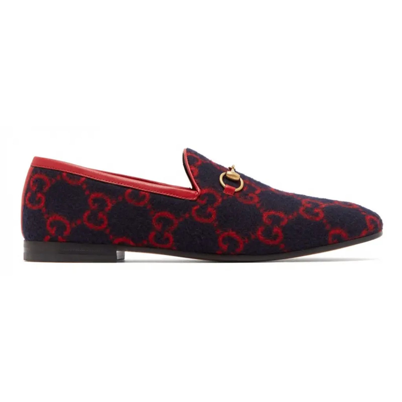 Gucci Gucci New Jordaan Wool Blue Red GG Logo Horsebit Size US 8 / IT 38 - 1 Thumbnail