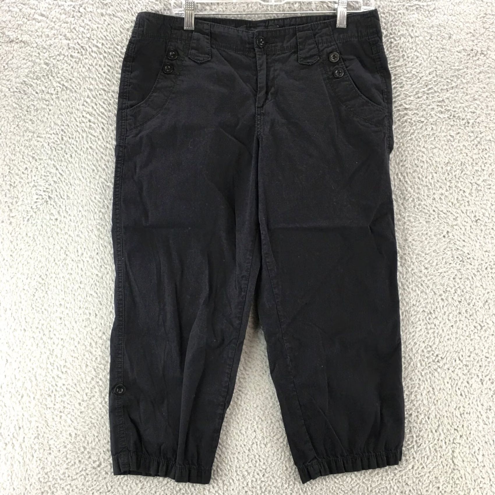 Calvin Klein Calvin Klein Capri Cropped Pants Womens 10 Black Mid Rise Button Casual Zip Fly Capris Pants Women Black 10 Casual Size 32" / US 10 / IT 46 - 2 Thumbnail