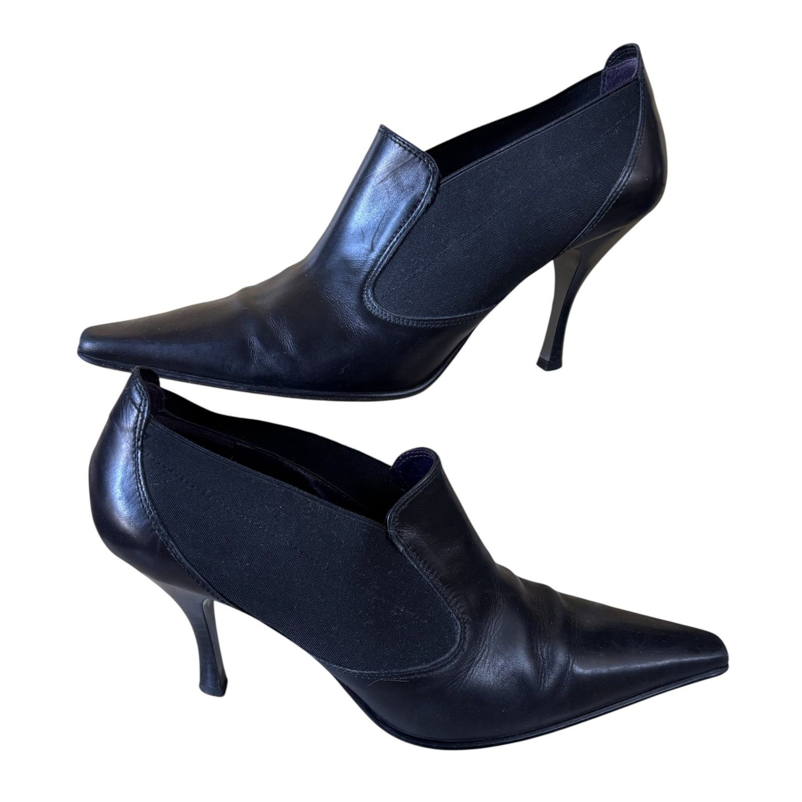 Donald Pliner Donald Pliner Black Leather Bootie Shoe Pump Elastic Panels Size US 11 / IT 41 - 1 Thumbnail