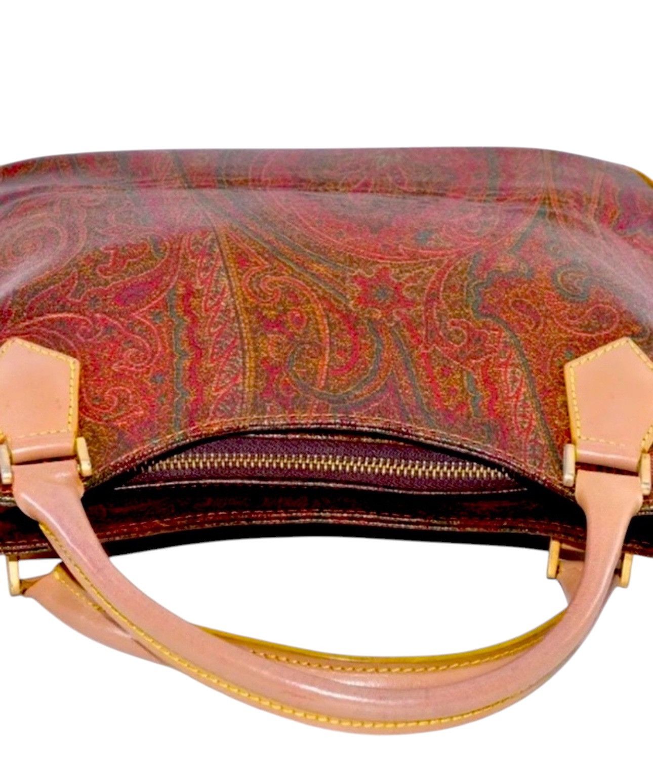 Etro ETRO Paisley Hand Bag PVC Leather Wine Red Brown Charm Size ONE SIZE - 10 Thumbnail