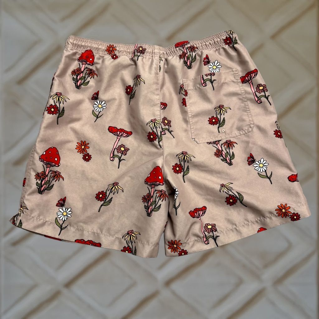 Pacsun Pacsun Mushroom Floral Swim Trunks Board Shorts Mens L Brown Beach Summer Size US 33 - 1 Thumbnail