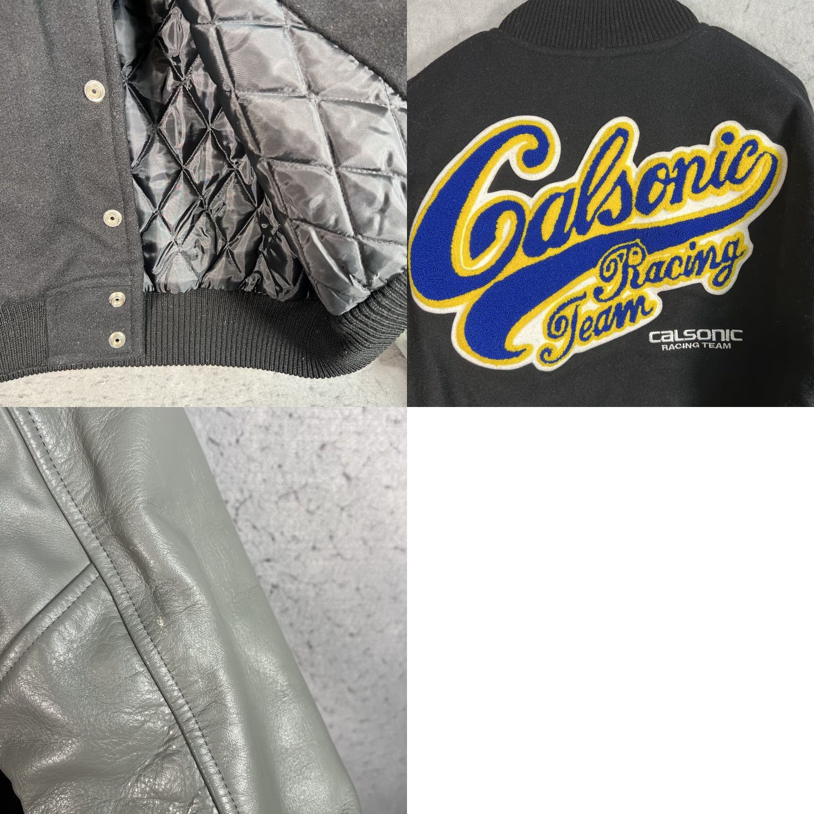Vintage VINTAGE Calsonic Jacket Bomber Shirt Mens Adult Medium Black 90s Racing Wool Leather Size US M / EU 48-50 / 2 - 8 Thumbnail