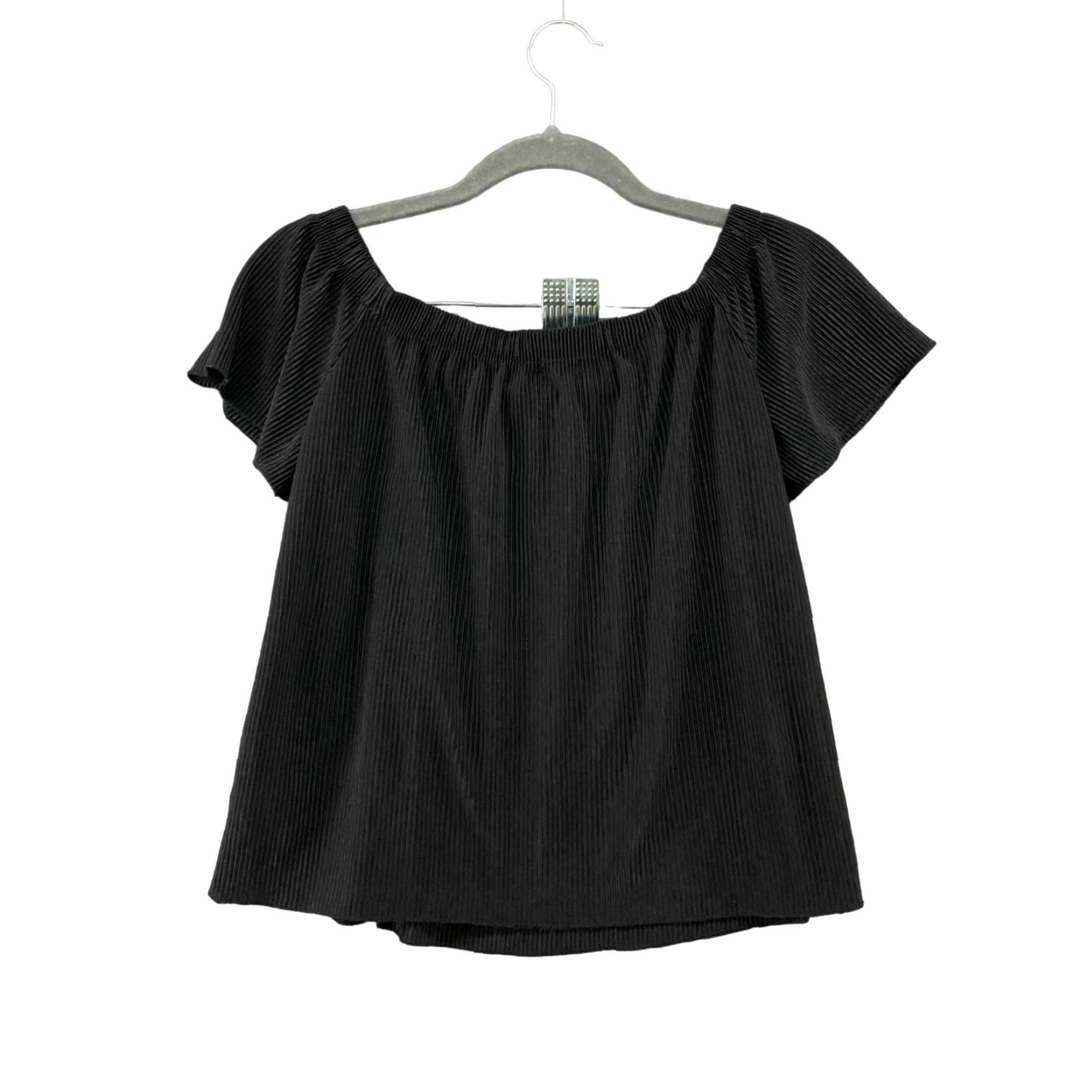 Guess Guess Top Womens Size XS Black Accordion Pleat Off Shoulder Flutter Sleeve Size XS / US 0-2 / IT 36-38 - 2 Thumbnail