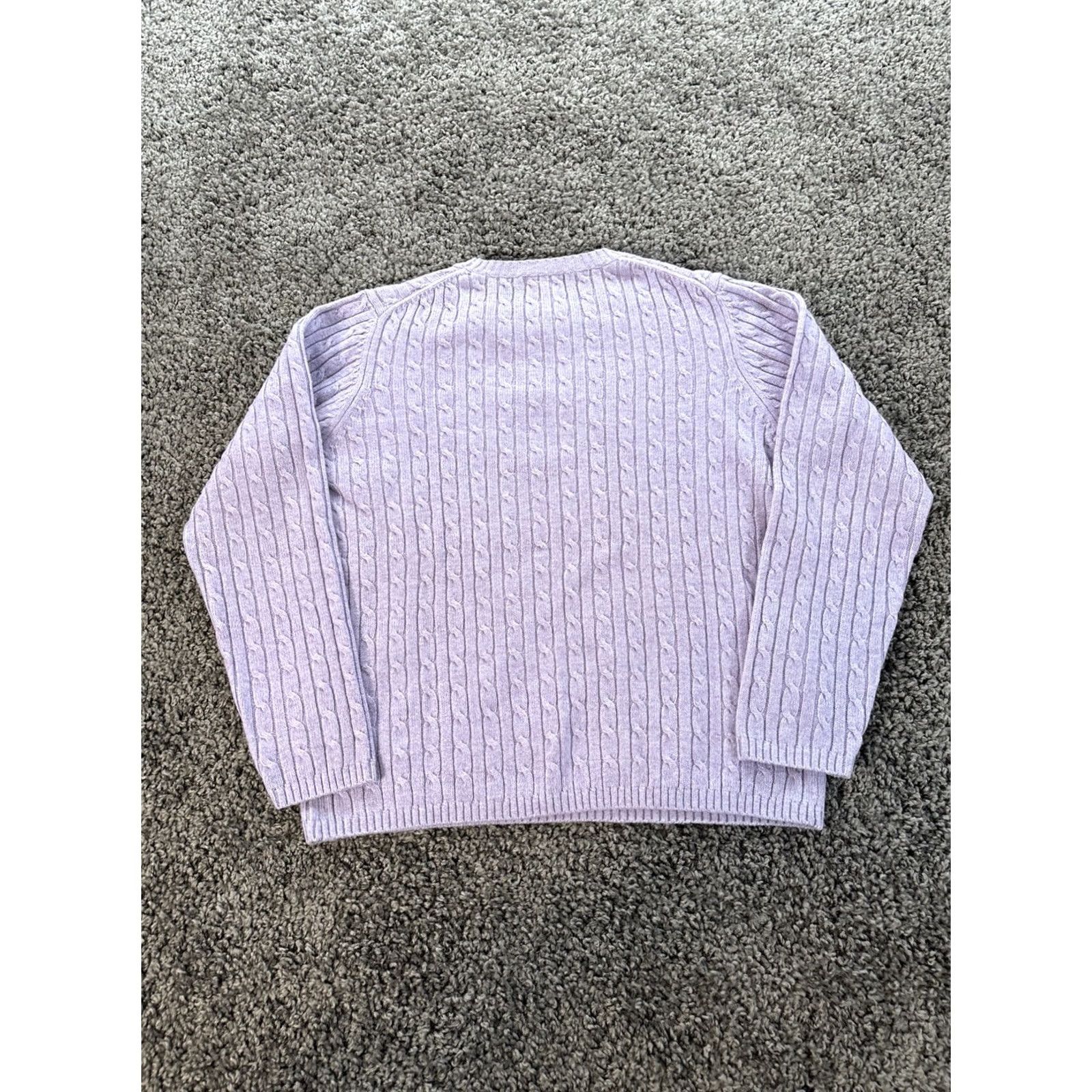 Vintage L.L. Bean Sweater Womens M Purple Cable-Knit Raglan Sleeve Pullover Knit Wool Nylon Classic Nautical Outdoor Preppy Fall Winter Spring Size M / US 6-8 / IT 42-44 - 5 Thumbnail