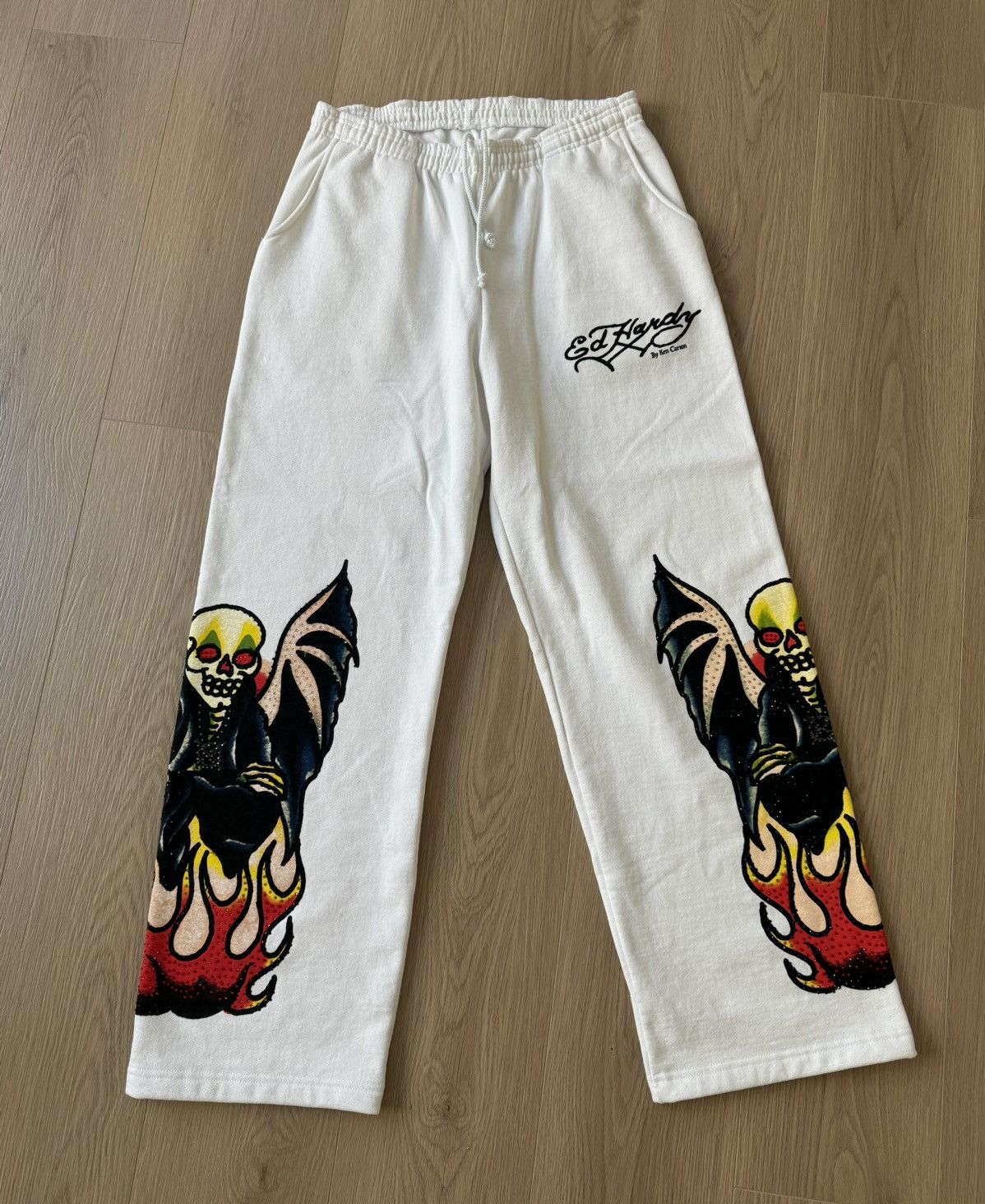 Ed Hardy x Ken Carson White Sweatpants Size Large