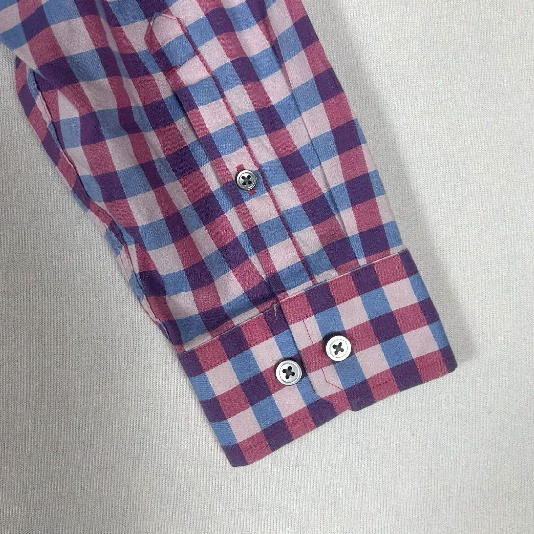 Express Express Modern Fit Mens Large 16-16.5 Shirt Purple Plaid Long Sleeve Button Down Size US L / EU 52-54 / 3 - 6 Thumbnail
