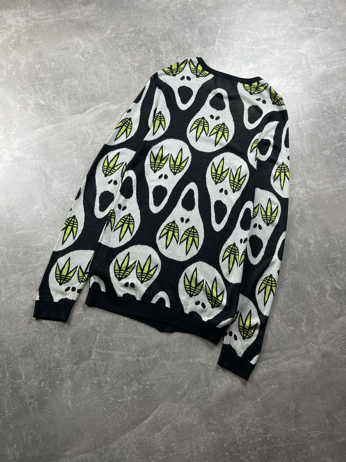 Adidas × Jeremy Scott Adidas x Jeremy Scott “Ghost Weed Faces” All-Over Sweater Size US M / EU 48-50 / 2 - 6 Thumbnail