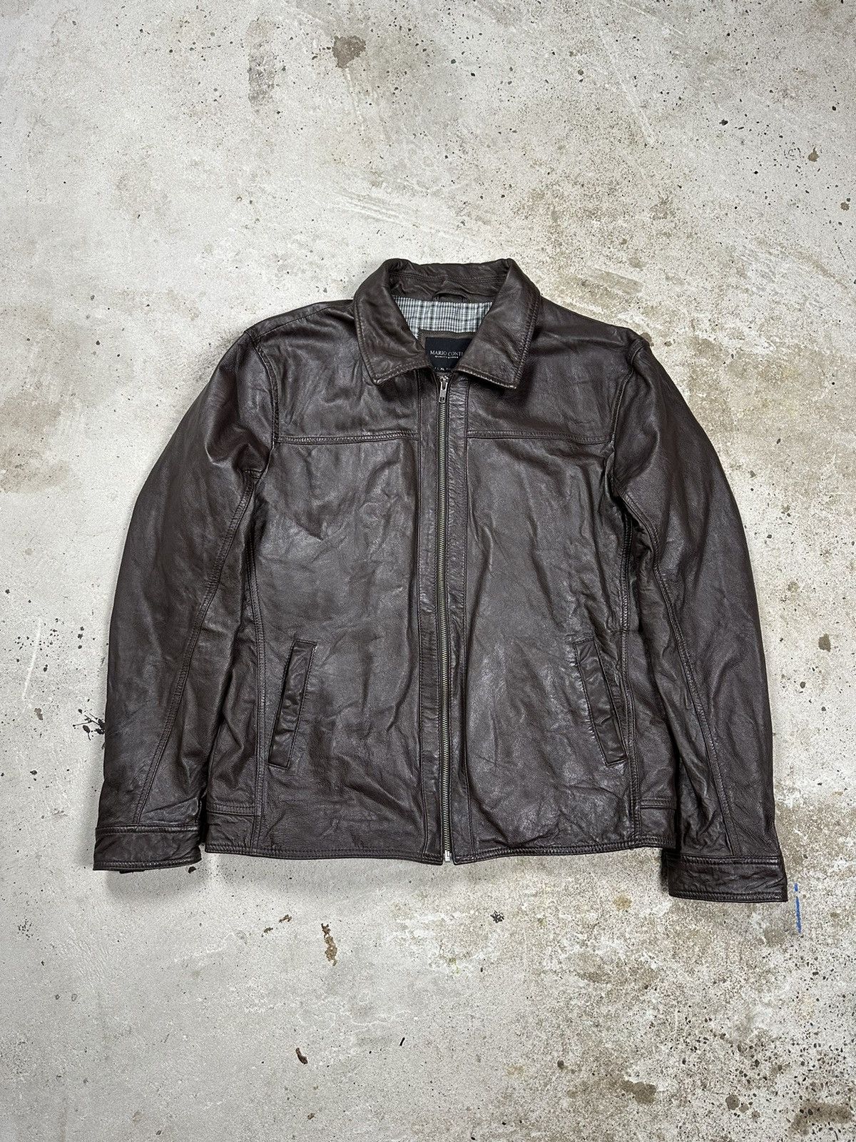 image of Genuine Leather x Leather Jacket Vintage Y2K Brown Lamb Leather Jacket, Men's (Size Large)