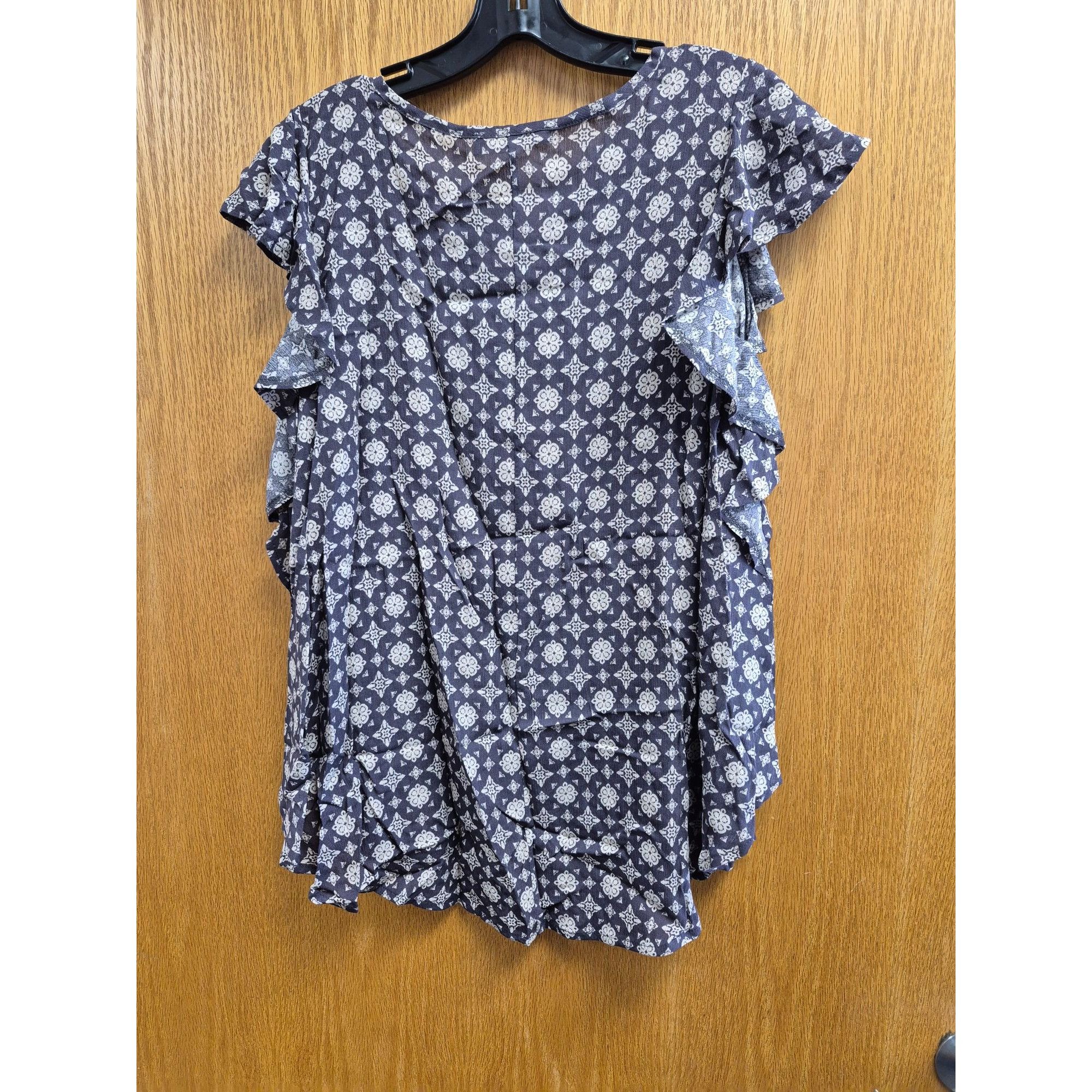 Other Jade By Jane Women's Navy & White Boho Floral Ruffle Sleeve Size M / US 6-8 / IT 42-44 - 7 Thumbnail