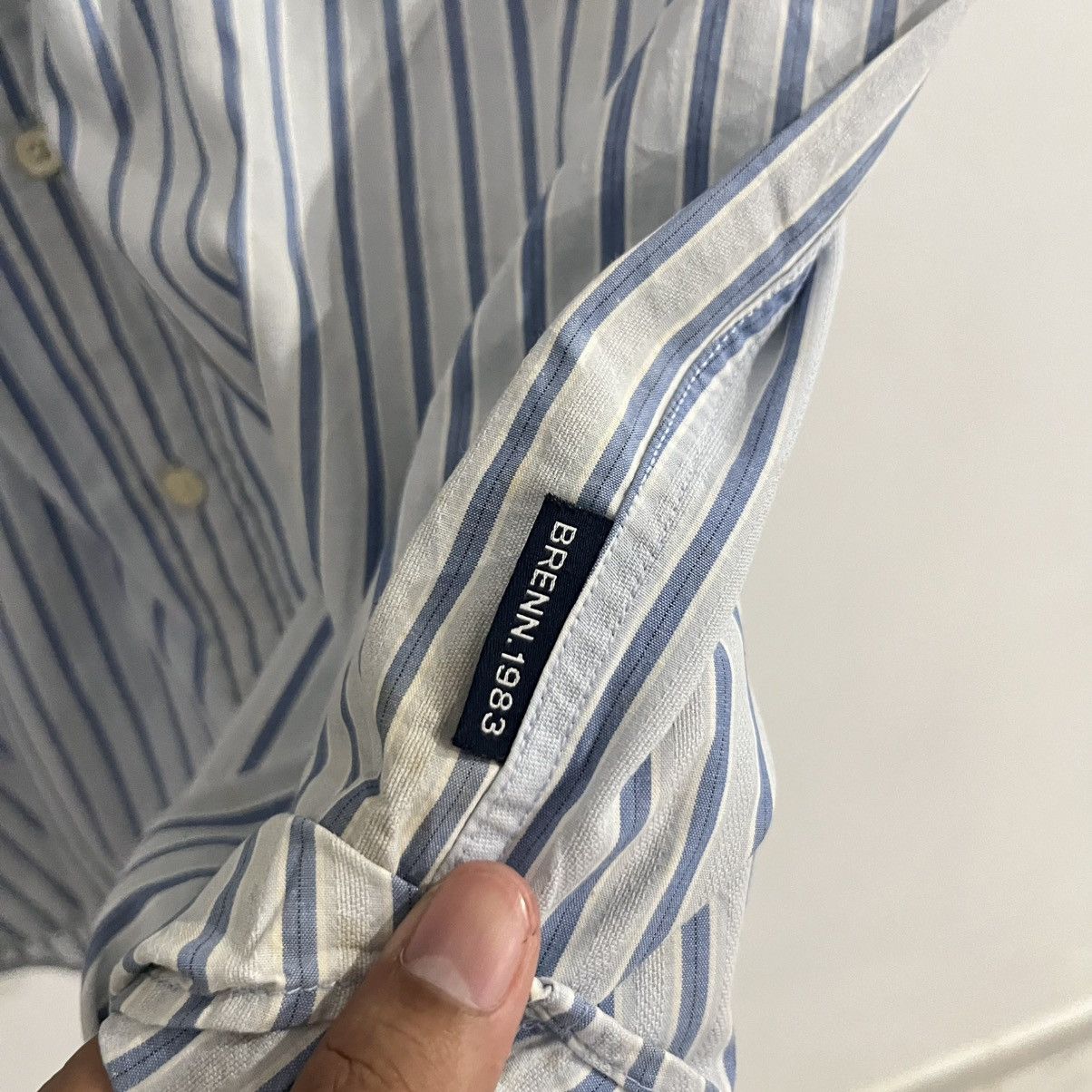 Japanese Brand brenntano - striped ss button up shirt Size US L / EU 52-54 / 3 - 6 Thumbnail