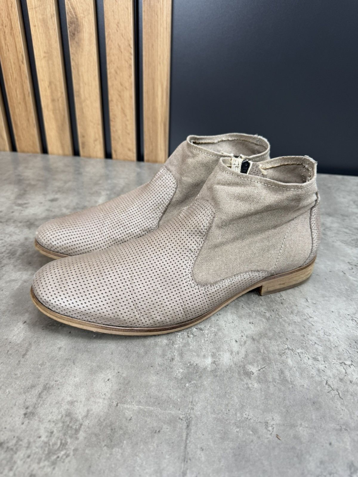 Diesel Diesel Perforated Leather Canvas Ankle Boots Size 44 Size US 10 / EU 43 - 1 Thumbnail