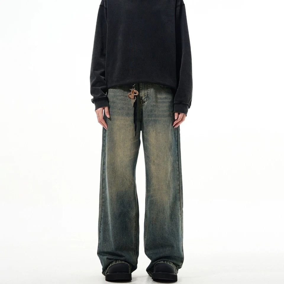Denime × Japanese Brand × Vintage Simple Street Winter Baggy Stacked Blue Vintage Denim Pants Size US 29 - 3 Thumbnail