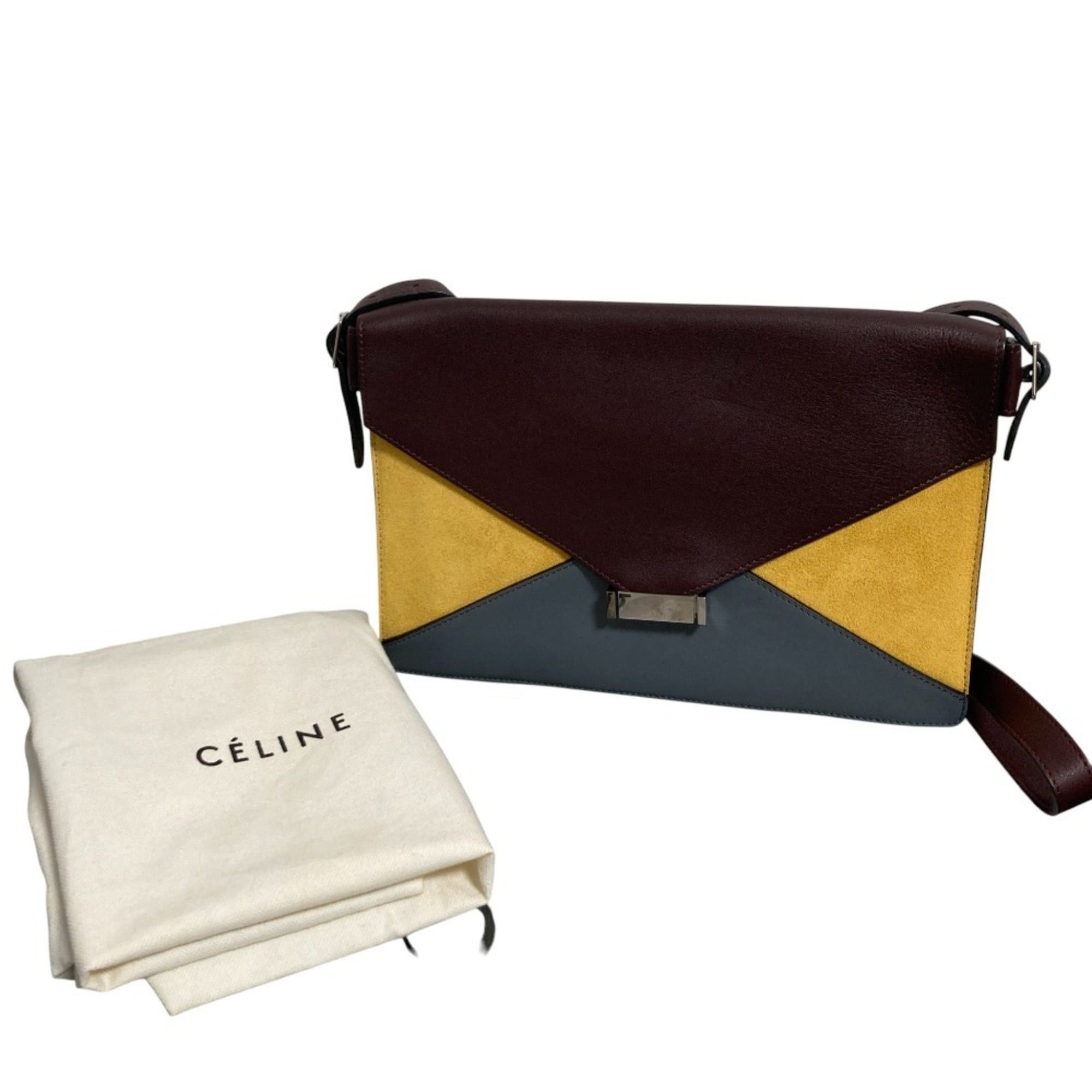 Celine CELINE Diamond Shoulder Bag in Burgundy, Yellow, and Gray. Women's. Luxs Pre-owned Brand. Size ONE SIZE - 1 Thumbnail