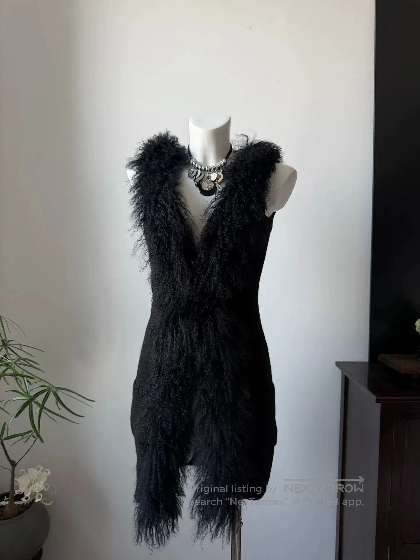 Paoloni PAOLAFRANI Knit Beaver Fur Collar Vest. Size M / US 6-8 / IT 42-44 - 3 Thumbnail