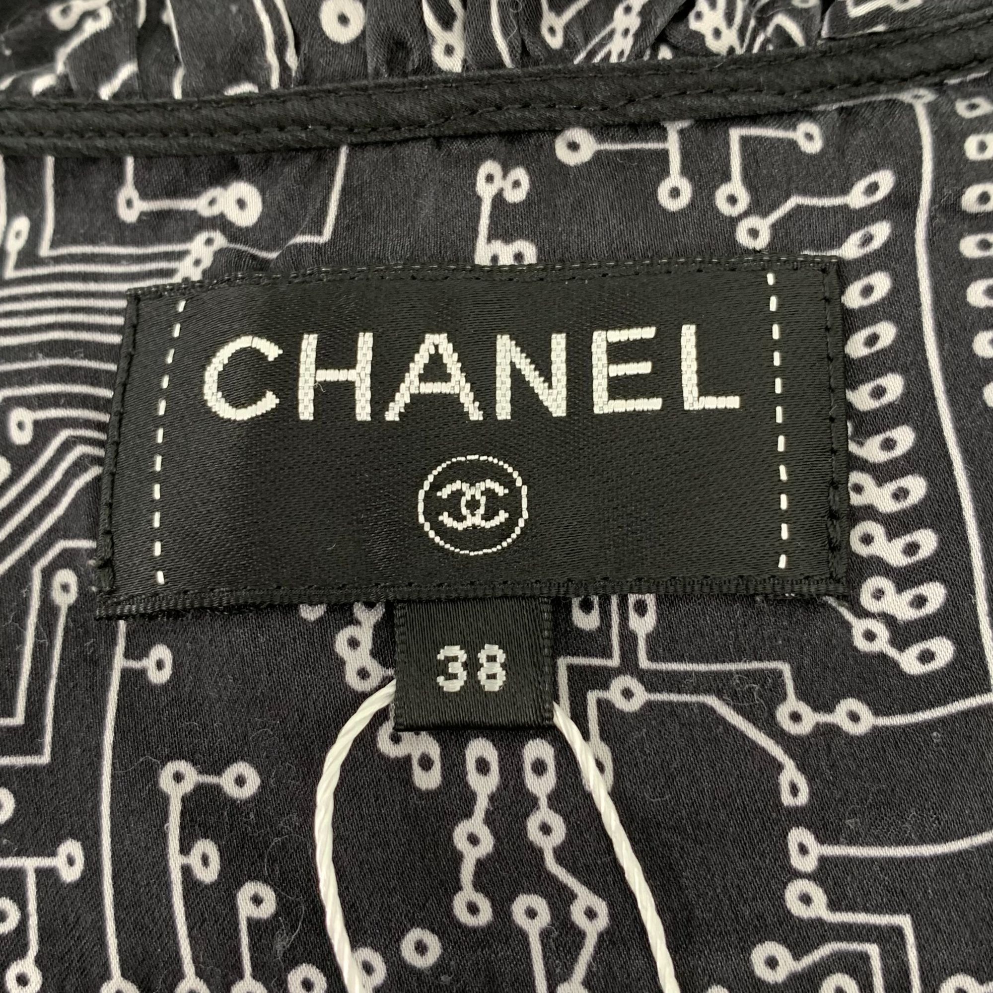 Chanel Chanel Black Circuit Board Print Silk Shirt Size 38 S Made I Size S / US 4 / IT 40 - 2 Thumbnail