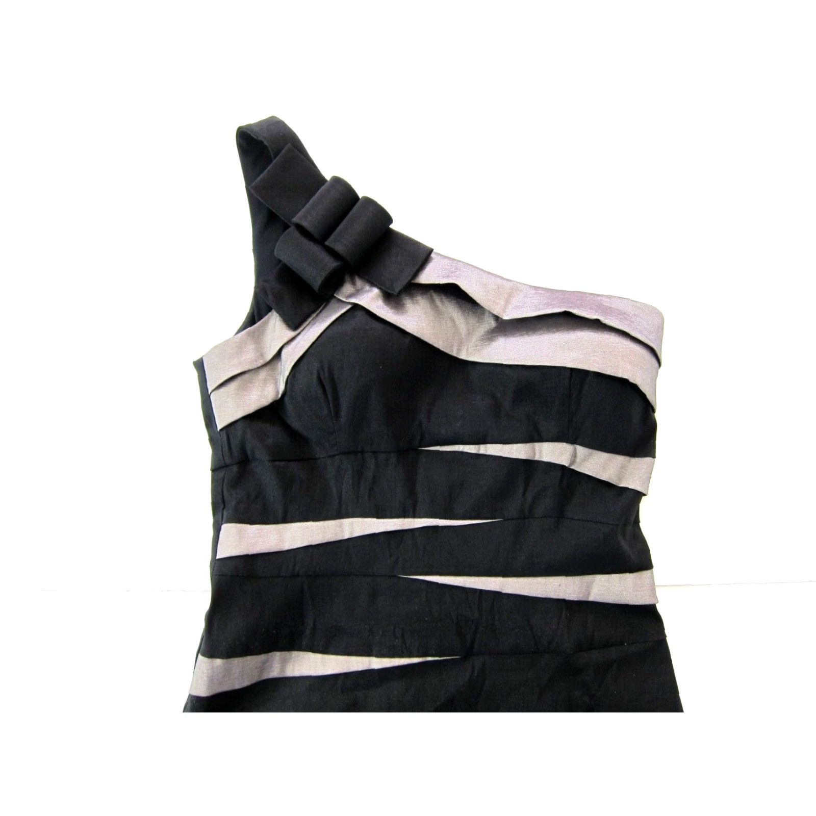 Vintage VINTAGE Cache' Black Grey Stretch One Shoulder Party Cocktail Prom Dress 10 Size L / US 10 / IT 46 - 4 Thumbnail