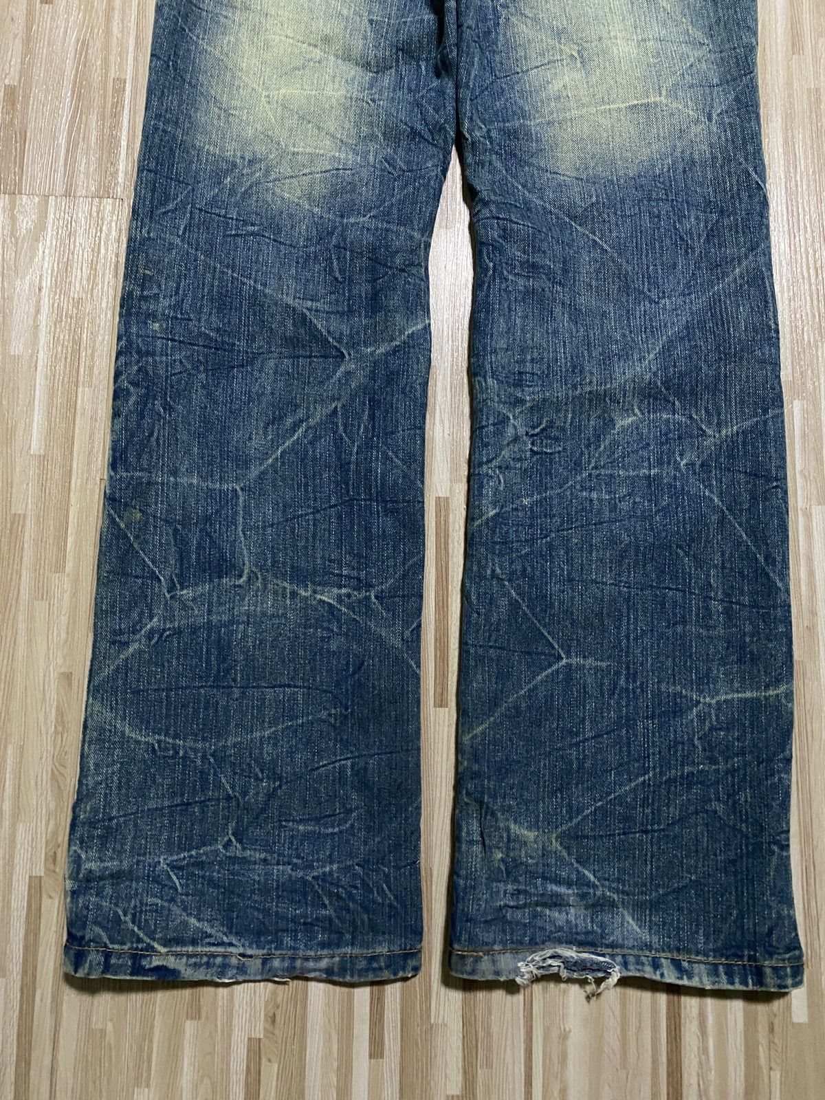 Japanese Brand × Vintage 💥Flare Japanes 90’s Mudwash Distress Ripped Jeans Size US 34 / EU 50 - 14 Thumbnail