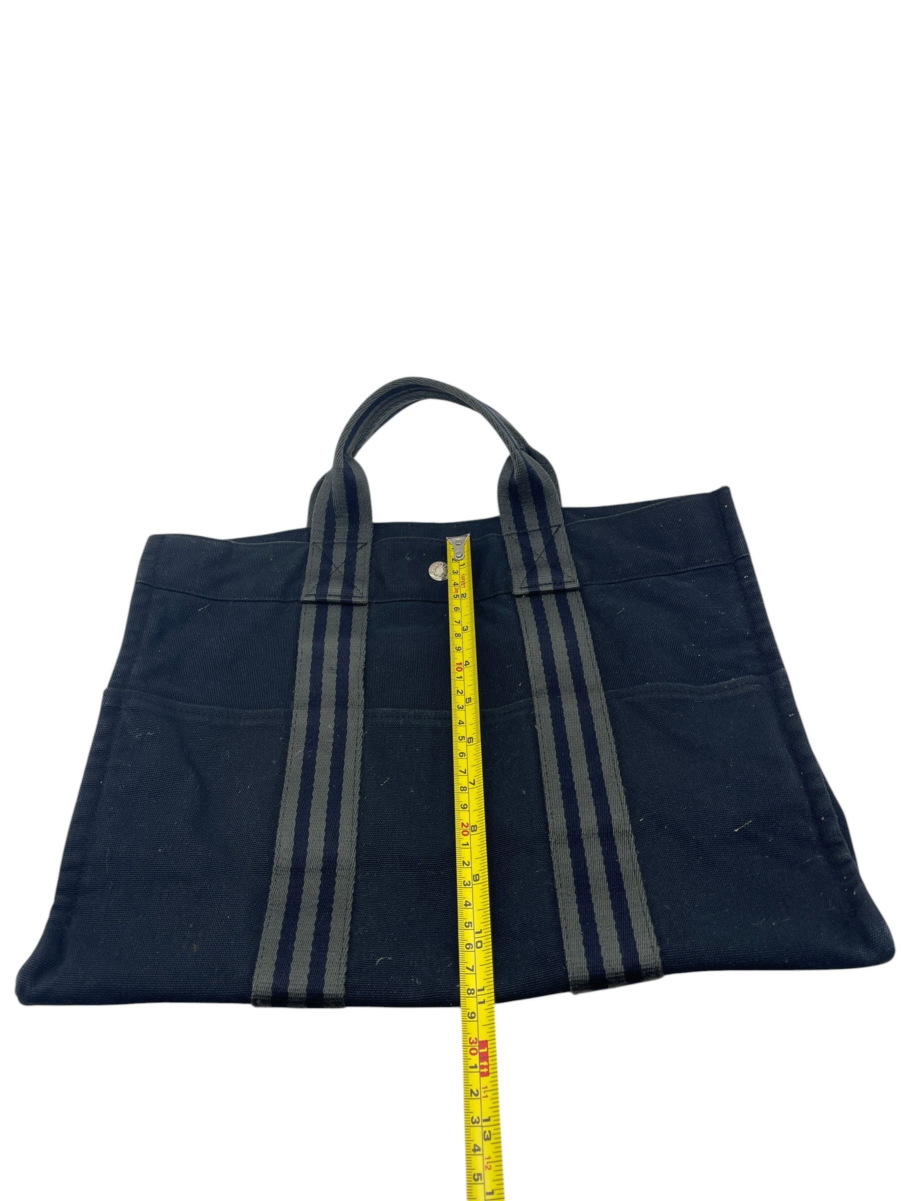 Hermes Vintage Hermès Herline MM Tote Canvas Striped Handles France Size ONE SIZE - 16 Thumbnail