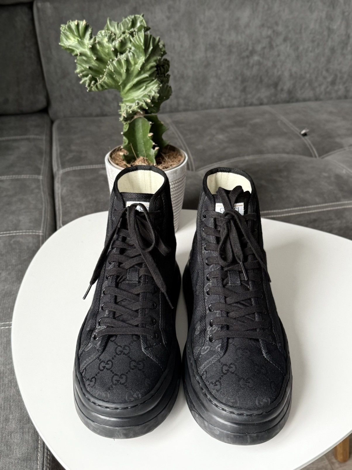 Gucci Gucci Mens Tennis 1977 High Top Brown GG Supreme Monogram Size US 11 / EU 44 - 13 Thumbnail