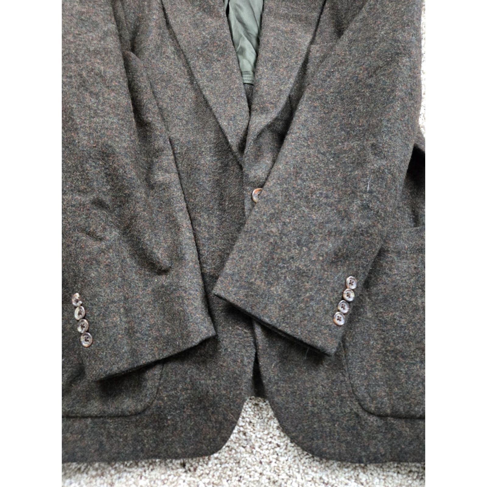 Lands' End VINTAGE Lands' End Tweed Blazer Mens 43R Brown Wool Jacket USA Made 2 Button Notch Lapel 2 Piece Classic 90s Men Brown Wool Blazer Size 46R - 3 Thumbnail