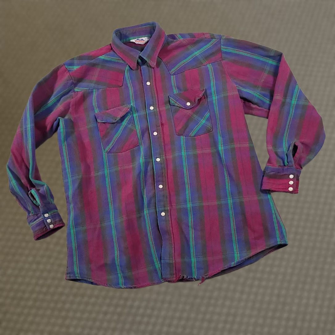 BB Dakota VINTAGE Dakota Heavyweight Pearl Snap Flannel Shirt Mens 2XL Tall Lumberjack USA Shirt Size US XXL / EU 58 / 5 - 1 Thumbnail