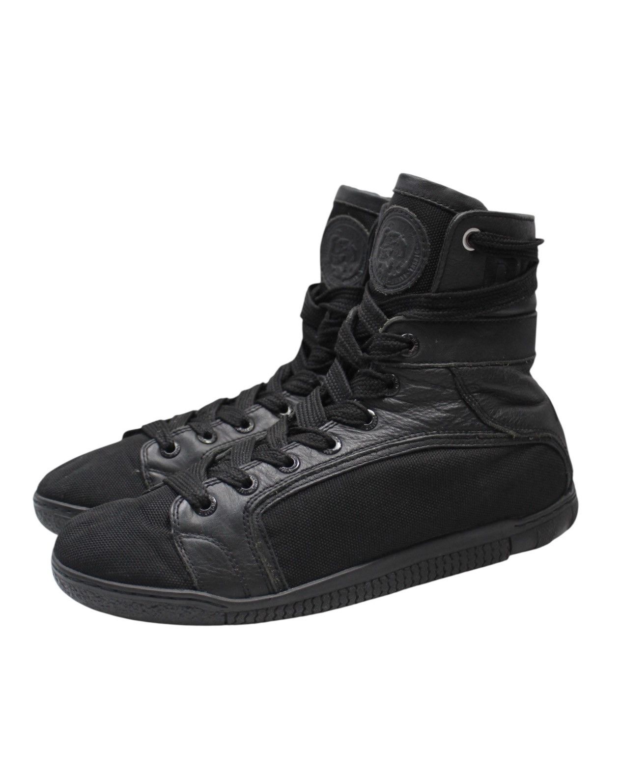 Diesel 2000S DIESEL “78” HIGH-TOP COMBAT LEATHER CANVAS SNEAKERS Size US 10 / EU 43 - 5 Thumbnail