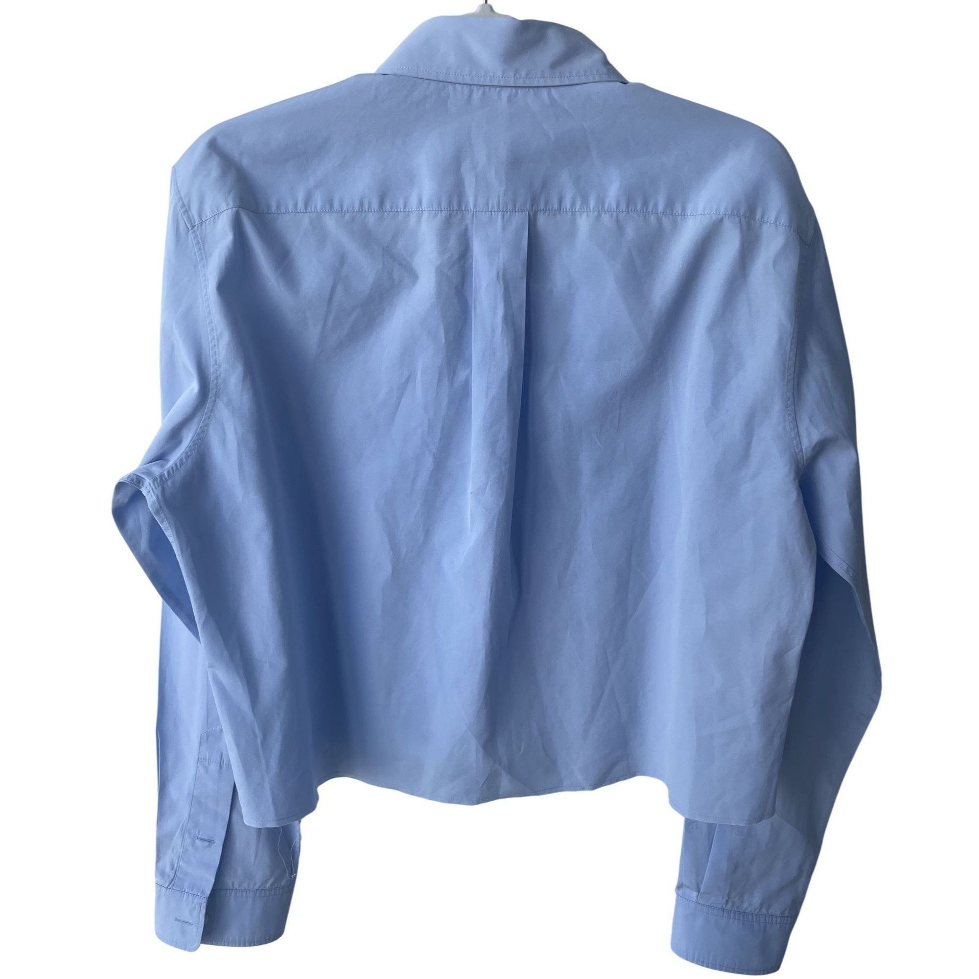 Miu Miu Miu Miu Light Blue Cotton Womens Cropped Button-Up Shirt Wit Size M / US 6-8 / IT 42-44 - 6 Thumbnail