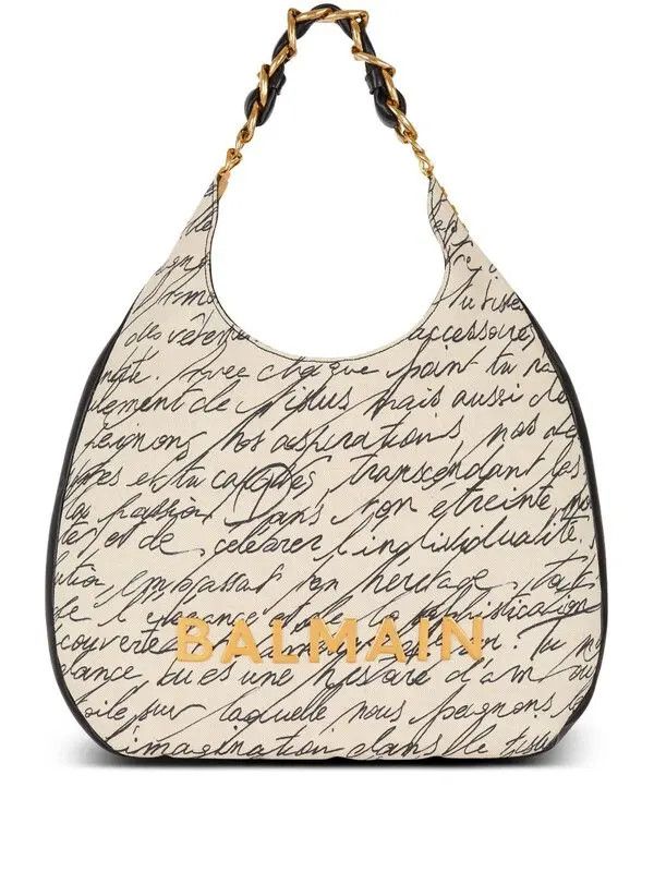 Balmain o1s1wg111225 Size:OS/1945 Soft Hobo Bag in White Size ONE SIZE - 1 Thumbnail