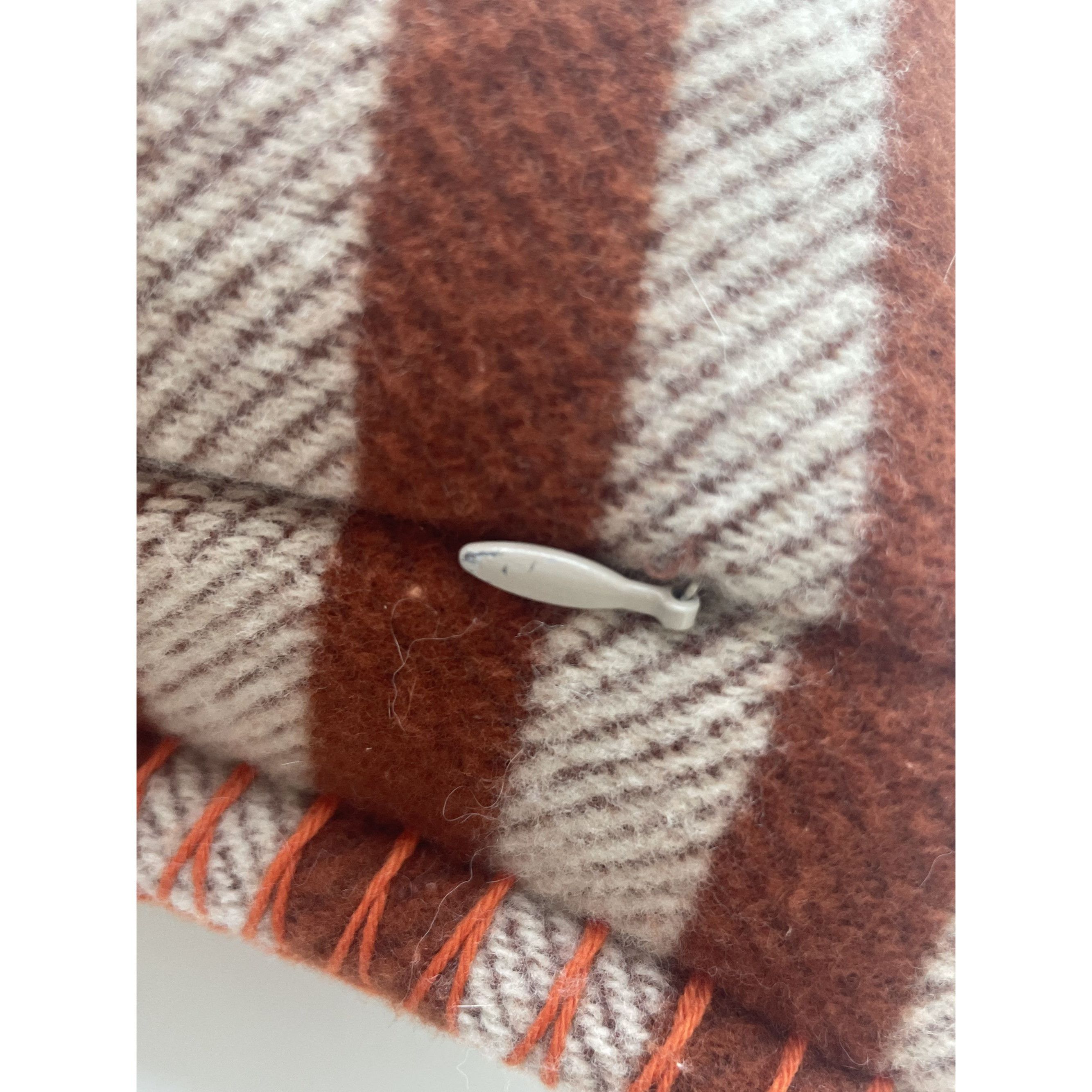 Hermes Hermès Orange & Brown Geometric Wool-Cashmere Pillow Cover 1 Size ONE SIZE - 6 Thumbnail